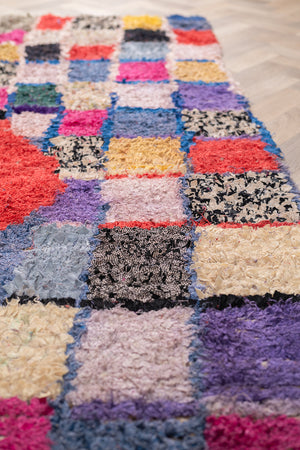Vintage Moroccan Boucherouite Checkered Rug - (04)