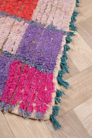 Vintage Moroccan Boucherouite Checkered Rug - (04)