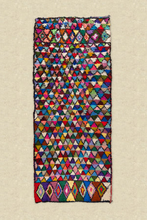 Vintage Moroccan Boucherouite Tufted Triangle Rug - (07)
