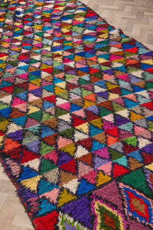 Vintage Moroccan Boucherouite Tufted Triangle Rug - (07)