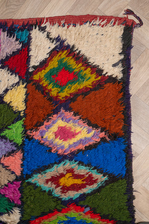 Vintage Moroccan Boucherouite Tufted Triangle Rug - (07)