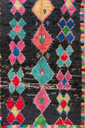 Vintage Moroccan Black Boucherouite Rug - (11)