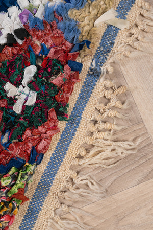 Vintage Moroccan Diamond Boucherouite Rug - (16)