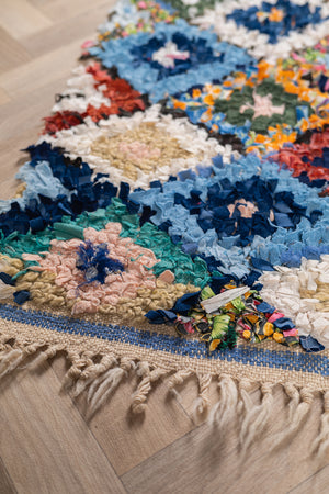 Vintage Moroccan Diamond Boucherouite Rug - (16)