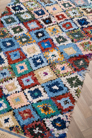Vintage Moroccan Diamond Boucherouite Rug - (16)