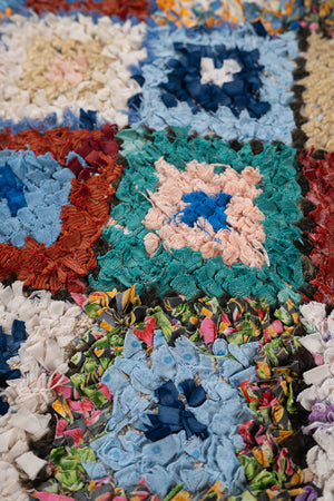 Vintage Moroccan Diamond Boucherouite Rug - (16)