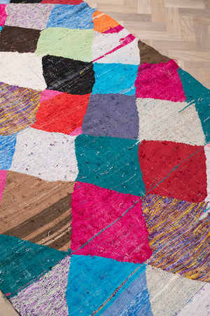 Vintage Moroccan Flat Weave Boucherouite Rug - (31)