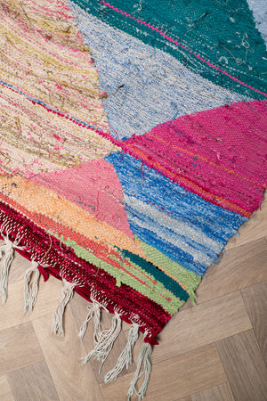 Vintage Moroccan Flat Weave Boucherouite Rug - (31)