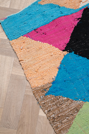 Vintage Moroccan Flat Weave Boucherouite Rug - (31)