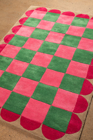 Folly Check & Scallop Recycled Area Rug