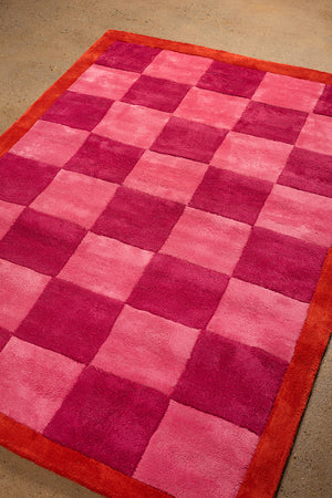 Pixie Check & Scallop Recycled Cotton Area Rug