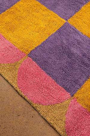 Mallow Check & Scallop Recycled Cotton Rug