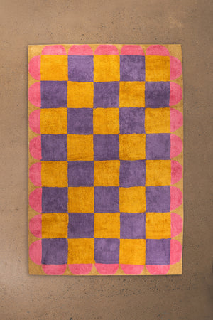 Mallow Check & Scallop Recycled Cotton Rug