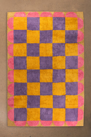 Mallow Check & Scallop Recycled Cotton Rug