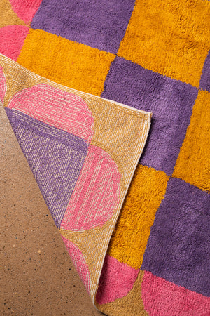 Mallow Check & Scallop Recycled Cotton Rug
