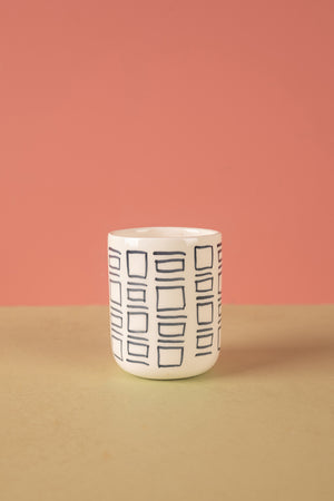 Seconds Black & White Abstract Ceramic Votive