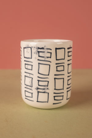 Seconds Black & White Abstract Ceramic Votive