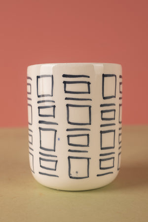Seconds Black & White Abstract Ceramic Votive