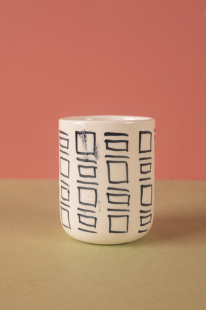 Seconds Black & White Abstract Ceramic Votive