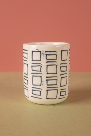 Seconds Black & White Abstract Ceramic Votive