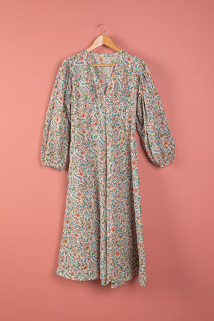 Seconds Pink & Green Long Sleeve 100% Cotton Dress - Small