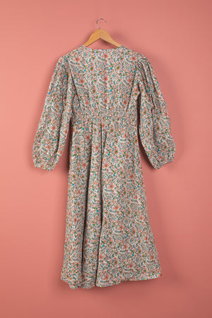 Seconds Pink & Green Long Sleeve 100% Cotton Dress - Small