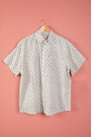 Seconds Green & White Short Sleeve 100% Cotton Shirt  - Large
