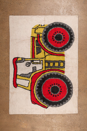 Seconds Red & Yellow Tractor Medium Tufted Rug