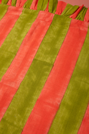 Seconds Olive & Coral Block Print Cotton Cushion Cover