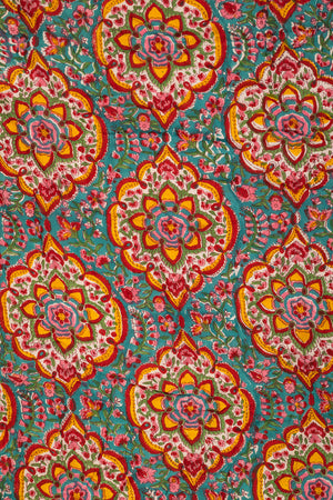 Seconds Jasmine Block Print Cotton Quilt - 01
