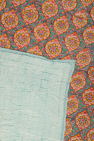 Seconds Jasmine Block Print Cotton Quilt - 01