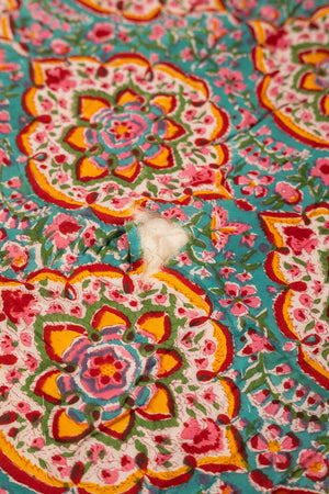 Seconds Jasmine Block Print Cotton Quilt - 02