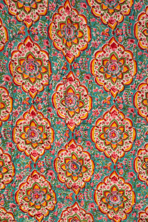 Seconds Jasmine Block Print Cotton Quilt - 02