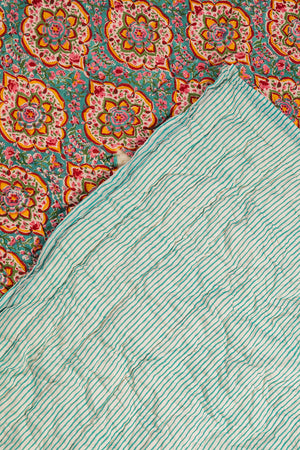Seconds Jasmine Block Print Cotton Quilt - 02