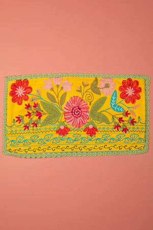 Seconds Yellow Floral Embroidered Cushion Cover