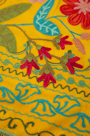 Seconds Yellow Floral Embroidered Cushion Cover