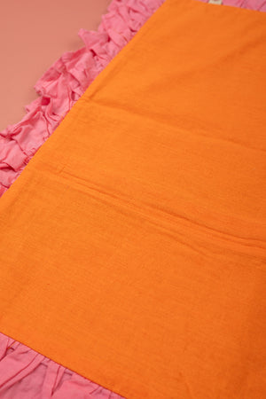 Seconds Orange Ikat & Pink Frills Kantha Cushion Cover