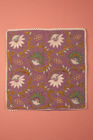 Seconds Mauve Floral Embroidered Cushion Cover