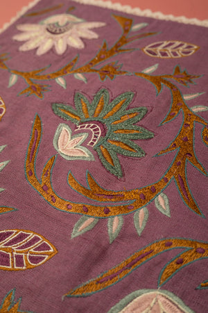 Seconds Mauve Floral Embroidered Cushion Cover