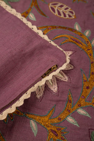 Seconds Mauve Floral Embroidered Cushion Cover