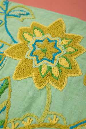 Seconds Turquoise Floral Embroidered Cushion Cover