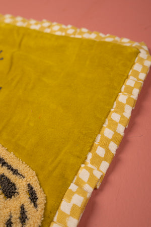 Seconds Ochre Embroidered Moth Velvet Cushion Cover