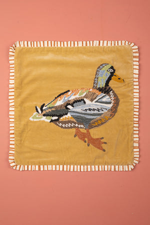 Seconds Ecru Embroidered Duck Velvet Cushion Cover