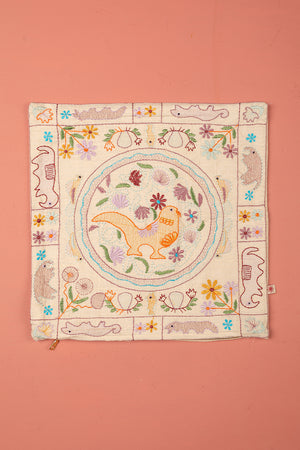 Seconds White Embroidered Bird Cushion Cover