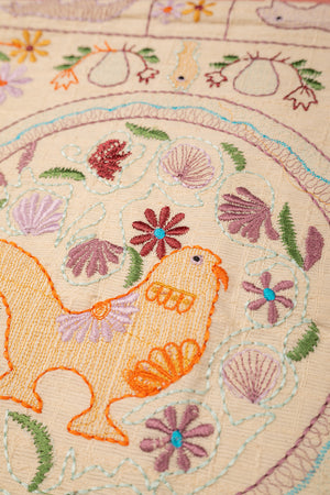 Seconds White Embroidered Bird Cushion Cover