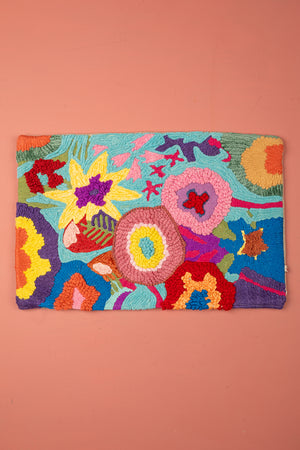 Seconds Multicoloured Embroidered Abstract Floral Cushion Cover
