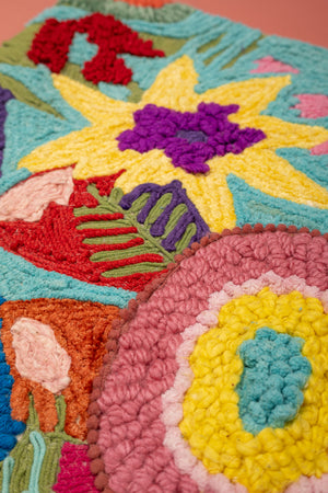 Seconds Multicoloured Embroidered Abstract Floral Cushion Cover