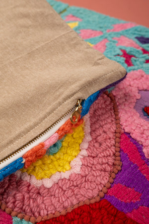 Seconds Multicoloured Embroidered Abstract Floral Cushion Cover