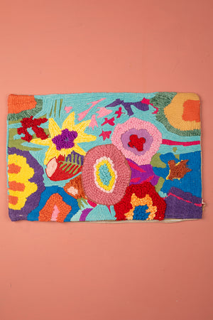 Seconds Multicoloured Embroidered Abstract Floral Cushion Cover