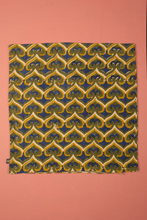 Seconds Olive & Navy Spade Block Print Cushion Cover